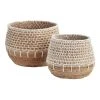 World Market Harper Natural Banana Leaf Basket With White Macrame