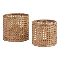 World Market Farrah Natural Rattan Cane Open Weave Basket