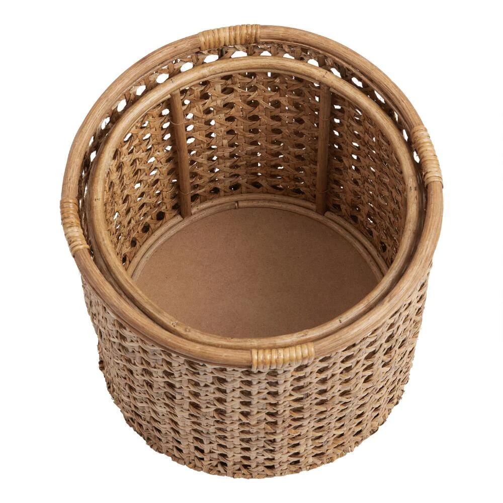 World Market Farrah Natural Rattan Cane Open Weave Basket - Image 2