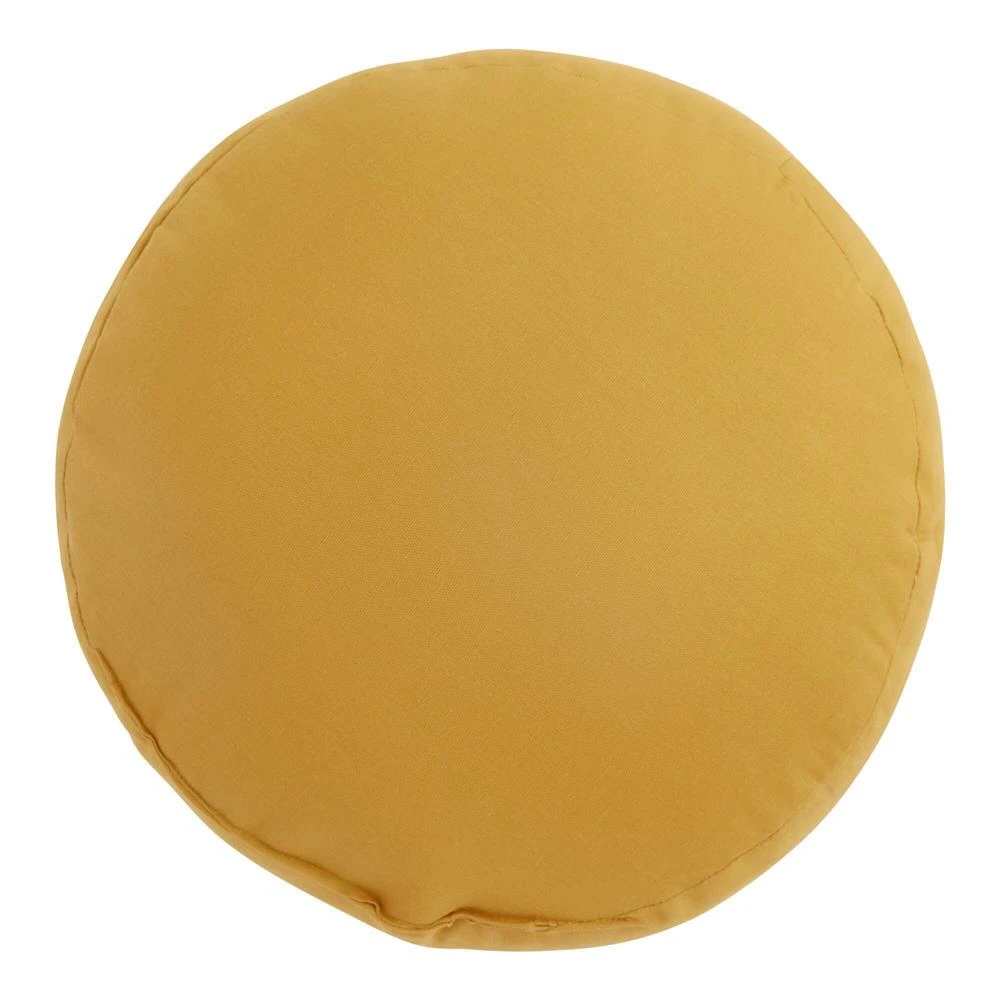 World Market Round Mustard Tufted Flower Throw Pillow - Image 3