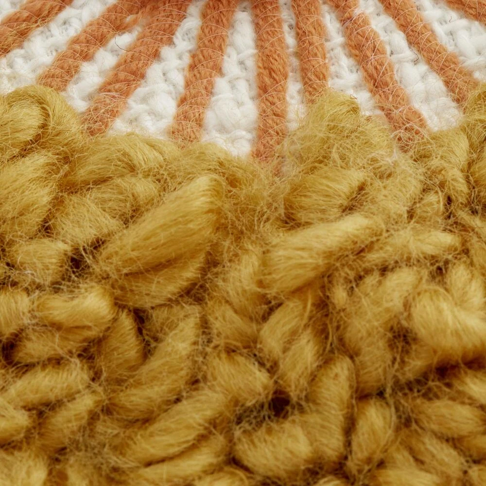 World Market Round Mustard Tufted Flower Throw Pillow - Image 4