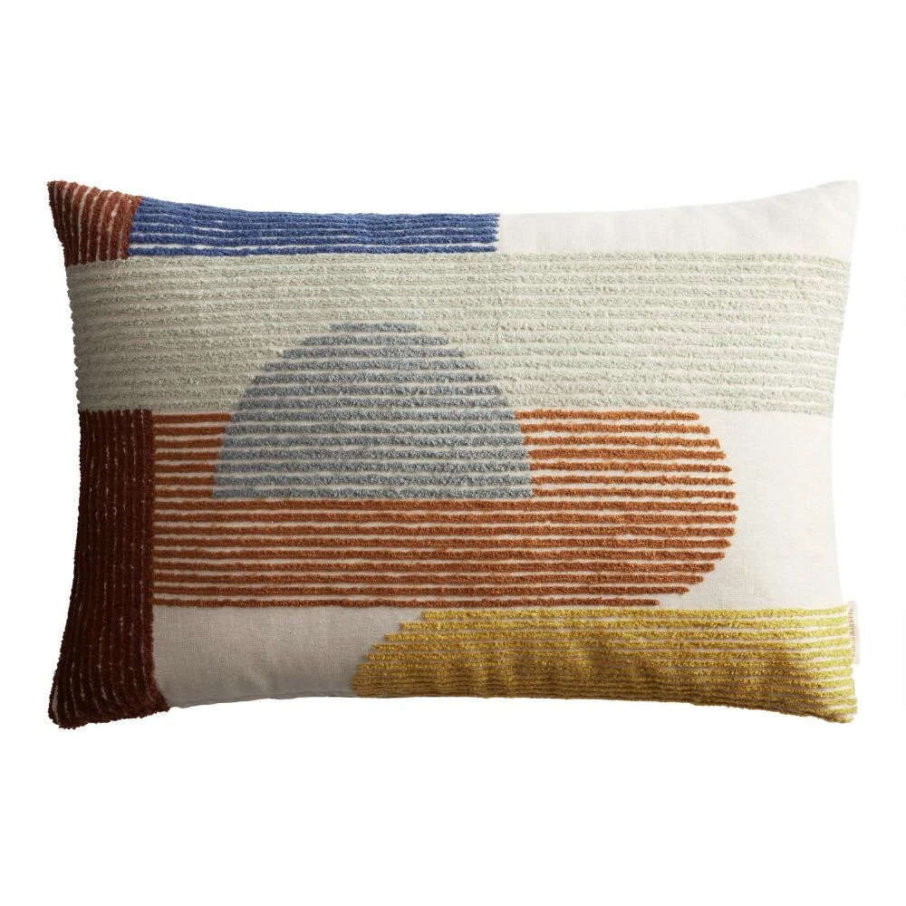 World Market Tufted Modern Geo Print Lumbar Pillow