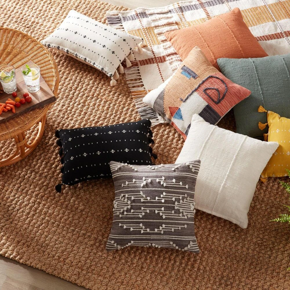 World Market Tufted Modern Geo Print Lumbar Pillow - Image 2