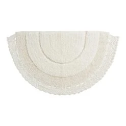 World Market Half Circle Ivory Crocheted Bath Mat