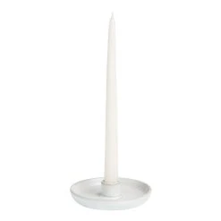 World Market White Ceramic Saucer Taper Candle Holder